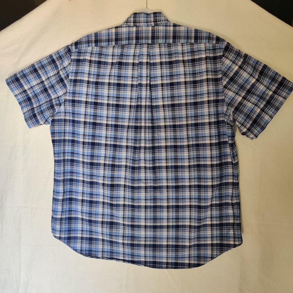 Ralph Lauren Men's 100% Cotton Blue Plaid Short Sleeve Button Down Shirt Size XL - Picture 4 of 14